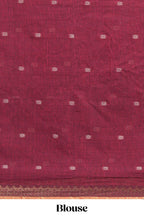 Maroon thread butta south cotton saree with self zari border and matching pallu