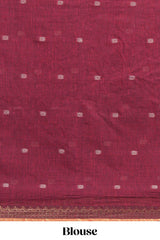 Maroon thread butta south cotton saree with self zari border and matching pallu