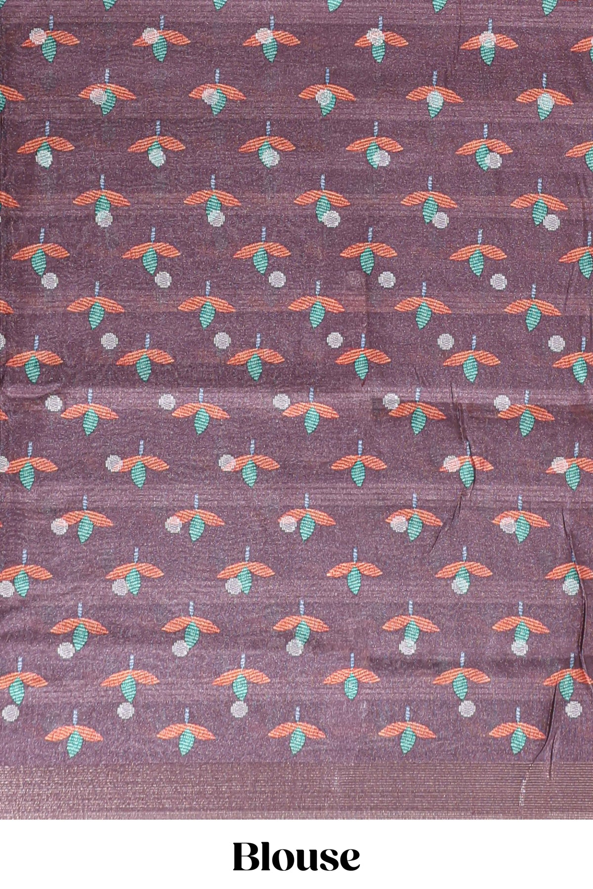 Multicolor Tussar Saree checkered body artistic floral prints and contrasting border with tassel along with blouse piece