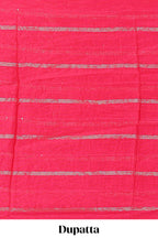 Violet embroidery floral motifs chudidhar material with contrast solid pant and contrast striped dupatta