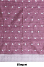 Peach floral motifs design tussar saree with self border and matching blouse