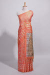 Orange warli printed semi tussar sareewith contrast warli printed pallu and matching blouse