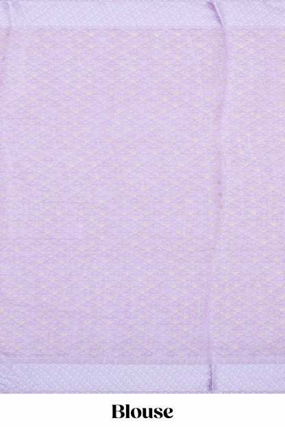Lavender Linen Saree Floral Printed All Over Along With Blouse