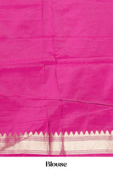 Peacock Blue Semi Art Silk Saree All Over Zari Butta With Contrast Zari Pallu
