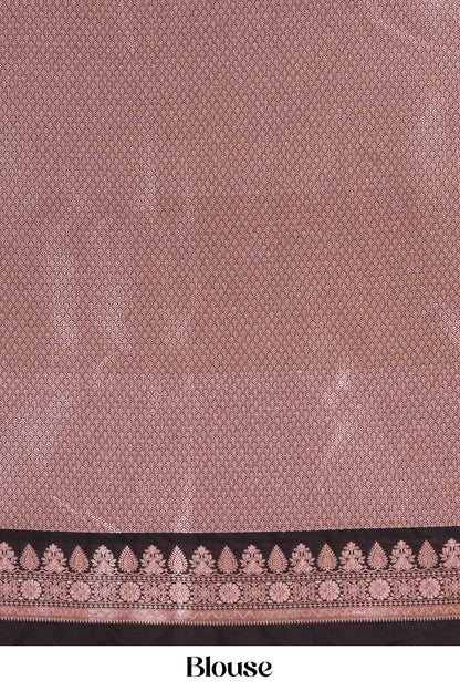 Brown blouse fabric with a decorative border