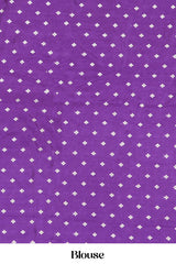 Violet Georgette Saree Golden Zari Check Pattern And Small Butta Across The Body With Zari Weaving Stripes Pallu