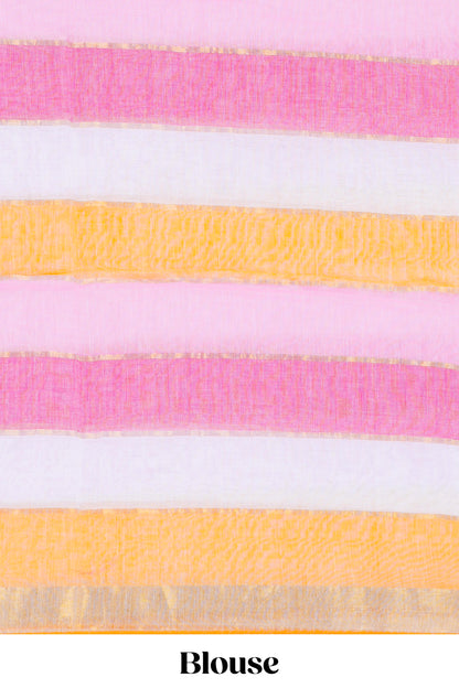 Khadi Cotton Saree Multi Colour Saree Along With Blouse