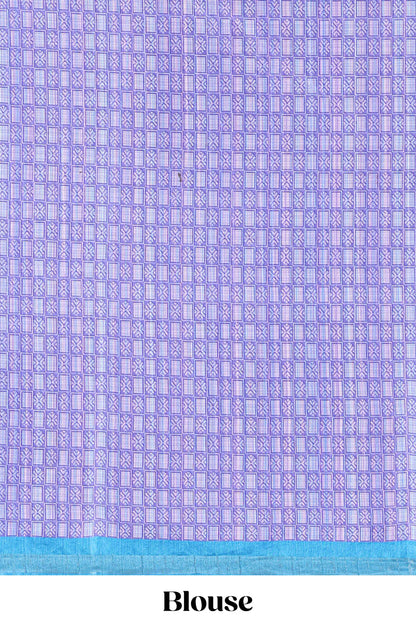 Lavender striped floral butta art tussar saree with contrast zari border and matching pallu