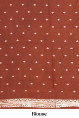 Copper Brown Viscose Georgette Saree Zari Woven Stripes, Floral Design Across The Body With Paisley Motifs Pallu