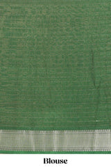 Mustard stripes crepe chiffon saree with contrast border and blouse