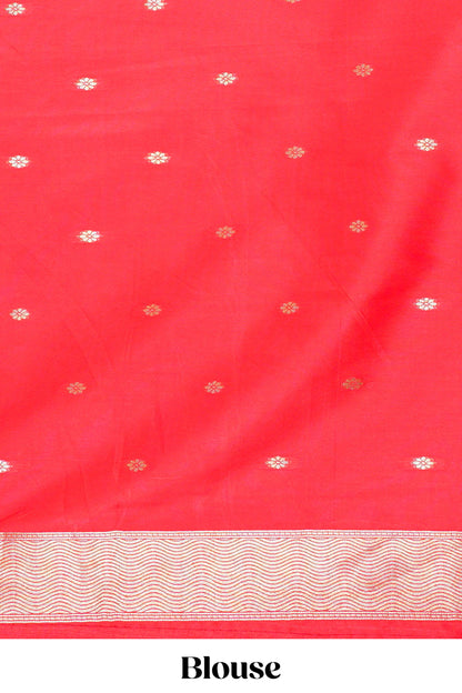 Red Art Silk Saree Flower Zari Motifs Across The Body &Jaal Design Pallu Along With Blouse