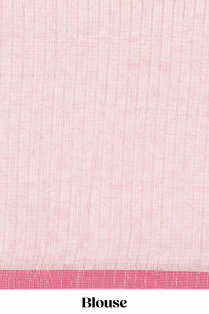 Peach Art Tussar Saree Floral Design Across Body Along With Blouse