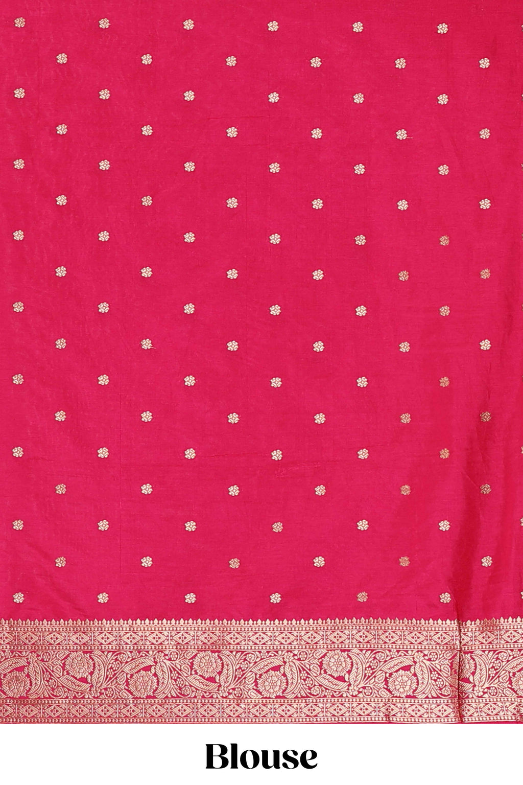 Borderless pink striped zari motifs design raw silk saree with self pallu and matching blouse