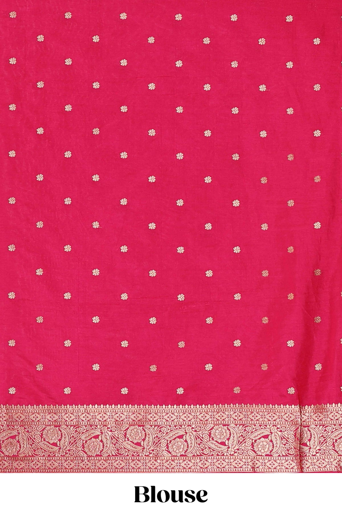 Borderless pink striped zari motifs design raw silk saree with self pallu and matching blouse