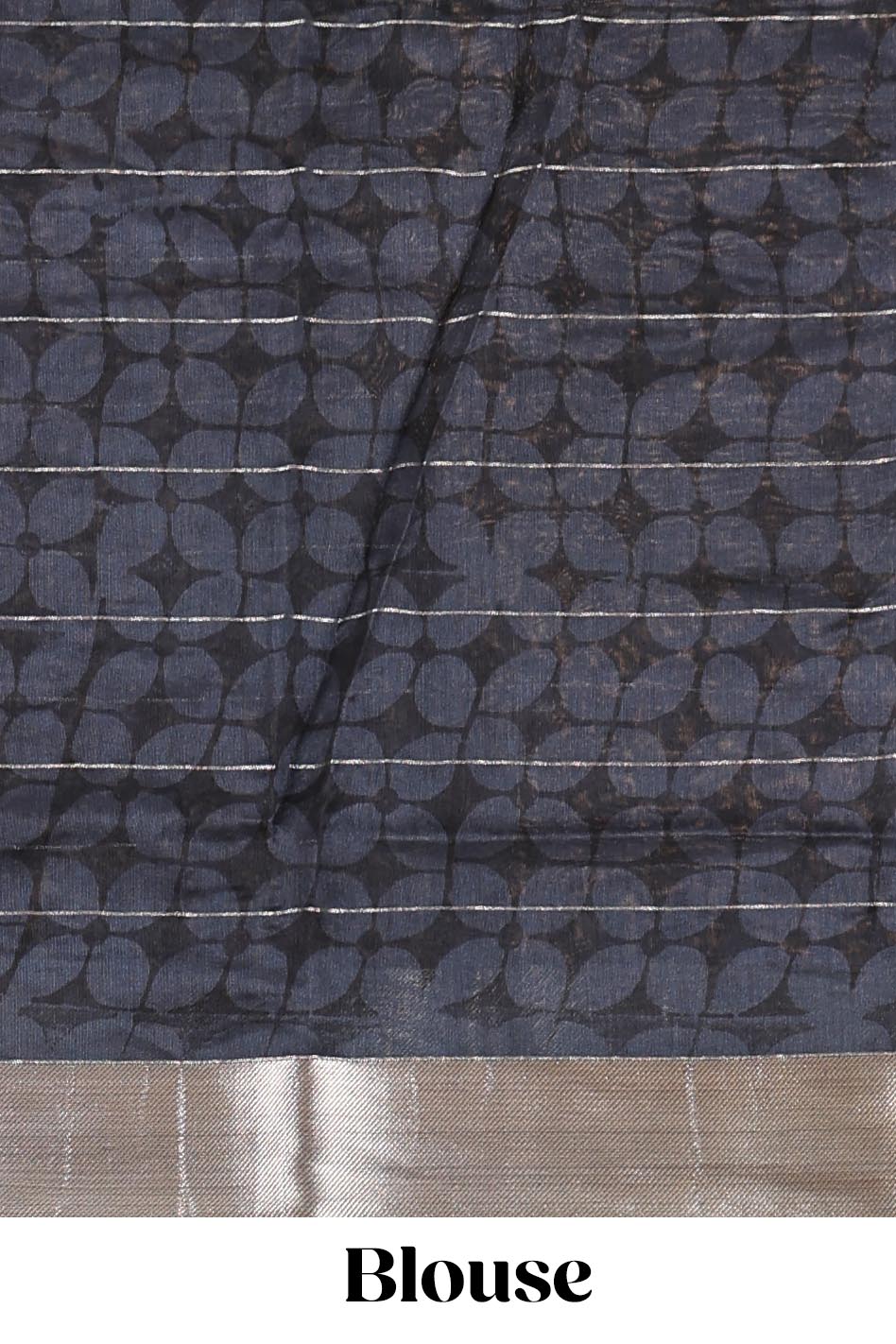 Cream checked chanderi cotton saree with floral and birds print contrast zari border