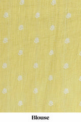 Lemon yellow Linen Cotton Body Flower Print With Border Pichwai and Lotus Flower Print and Printed Blouse