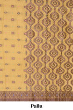 Sandal geometric pattern small butta bengal cotton saree with contrast border and matching pallu