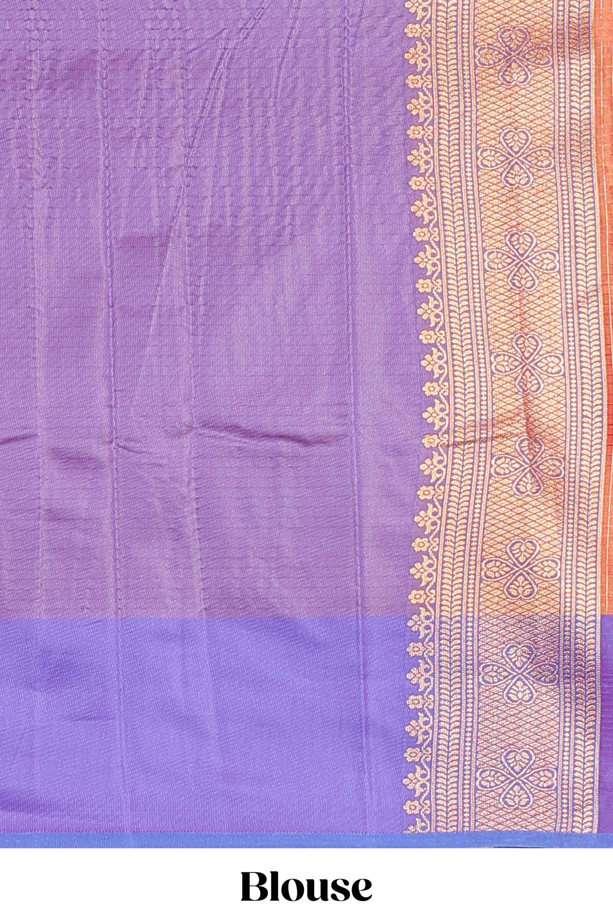 Orange checked zari motifs design art silk saree with contrast border and blouse