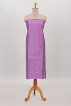 Lavender checked chudidhar material with matching solid pant and striped dupatta