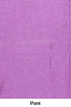 Lavender checked chudidhar material with matching solid pant and striped dupatta