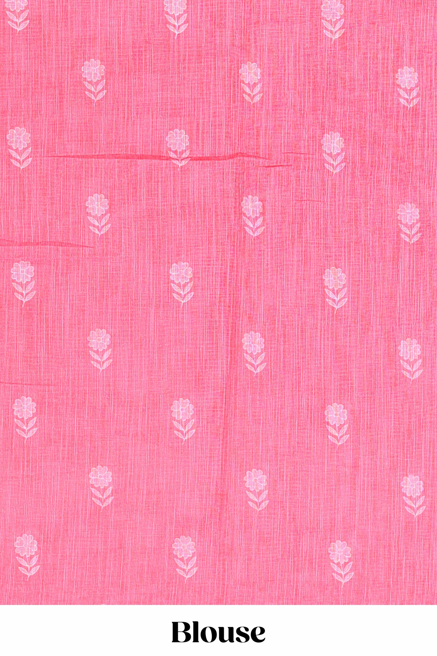 Pink linen cotton saree with floral buttas and butterfly motifs border, Printed self pallu and blouse