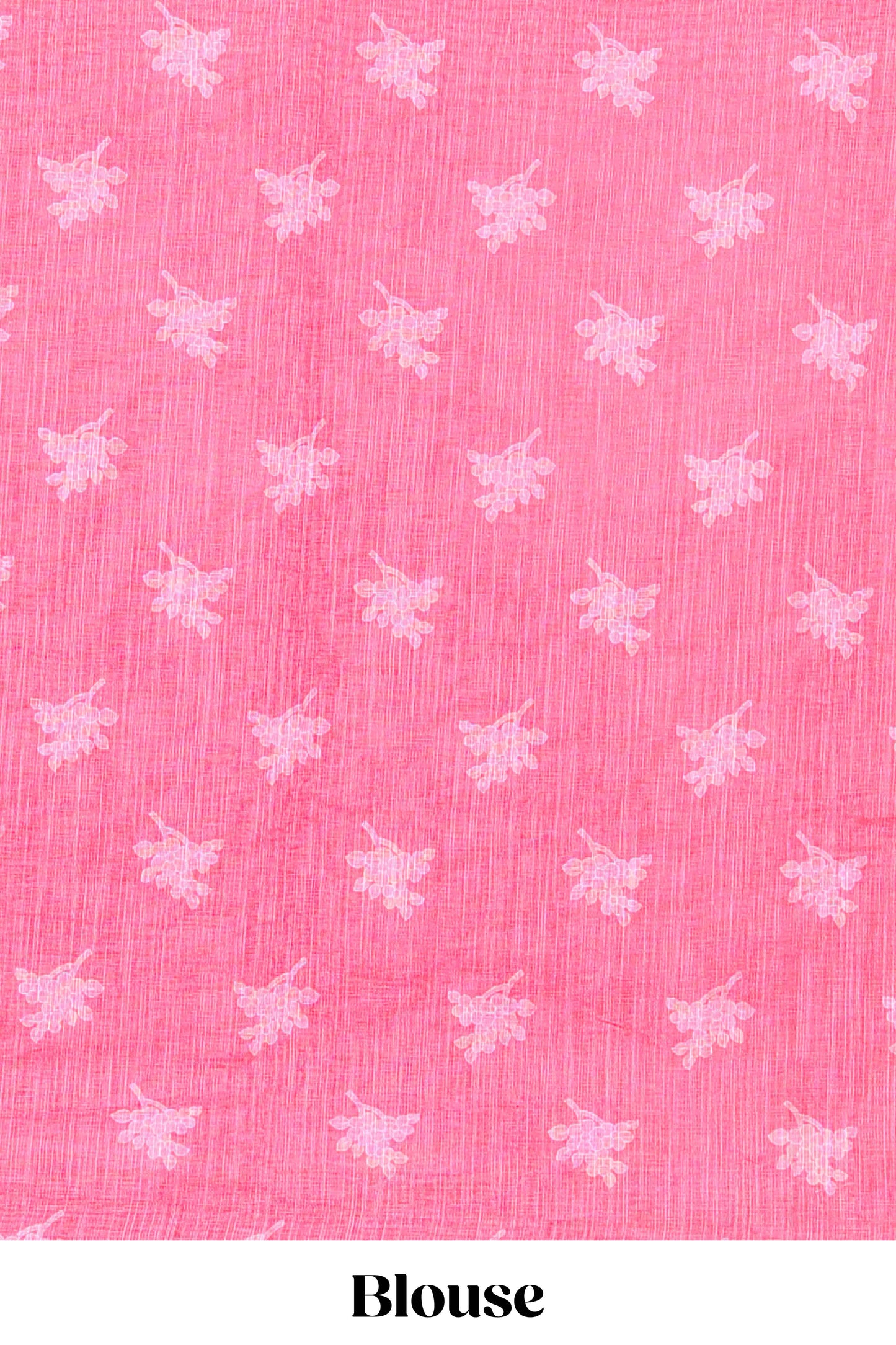 Red linen cotton floral and birds print saree with self border and matching printed blouse