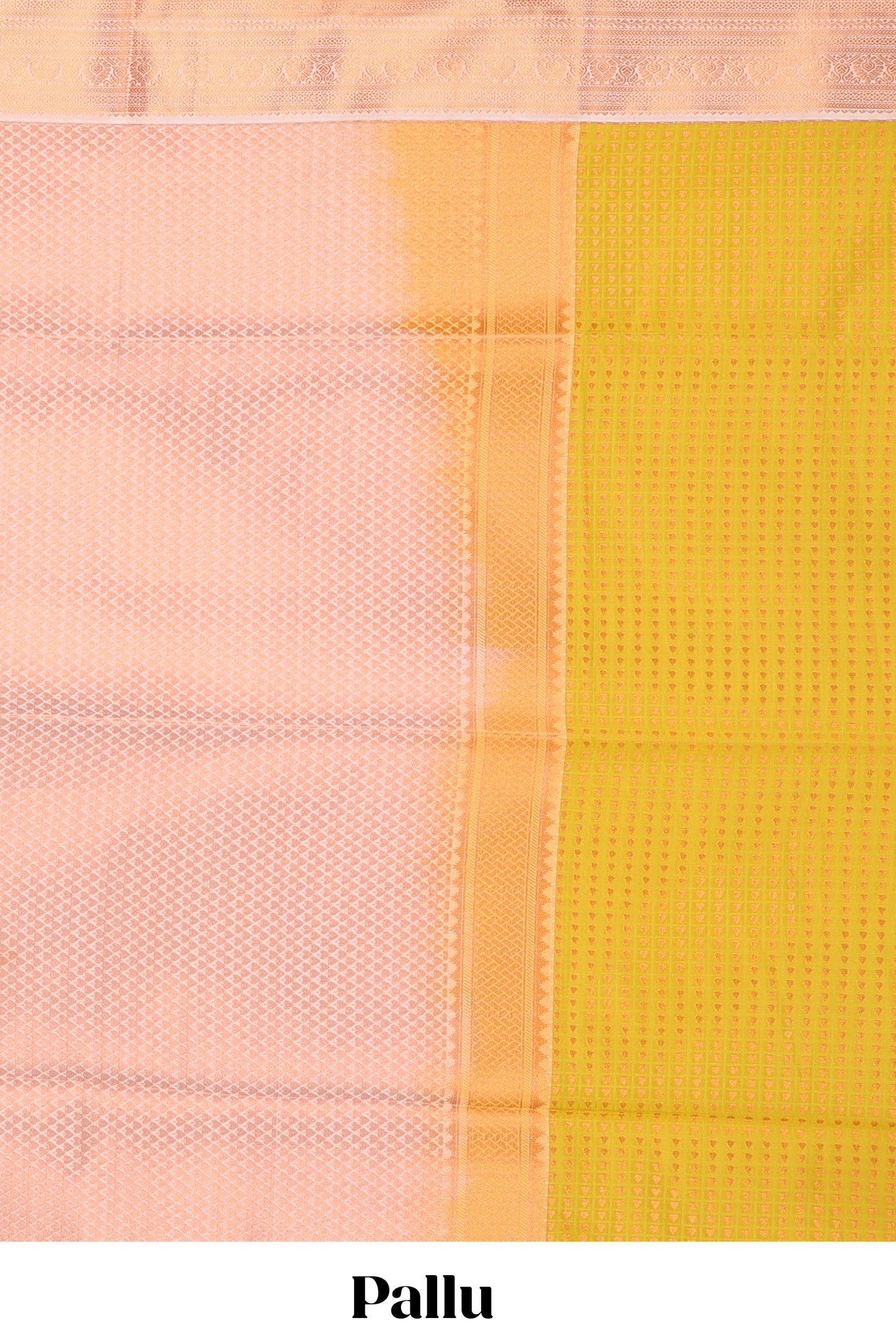 Mustard checked vairaoosi semi soft silk saree with floral zari butta and contrast Pallu