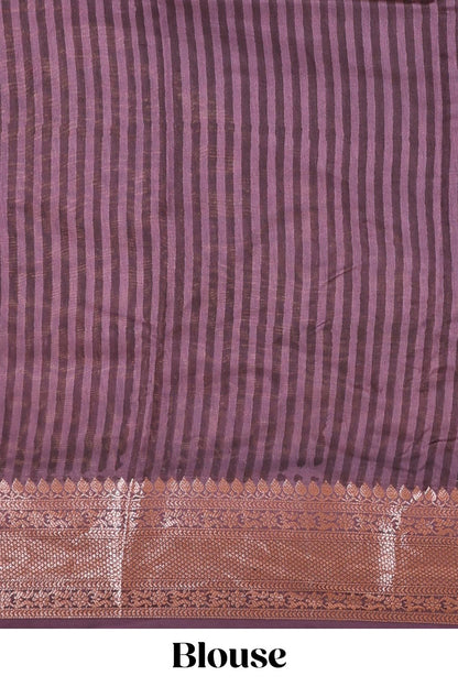 Cream paisley print chanderi cotton saree with contrast zari border and pallu