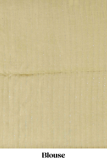 Borderless sandal geomentric floral vines chikankari cotton saree with stripes pallu