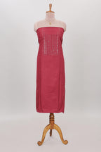 Maroon embroidery chudidhar material with contrast solid pant and floral dupatta