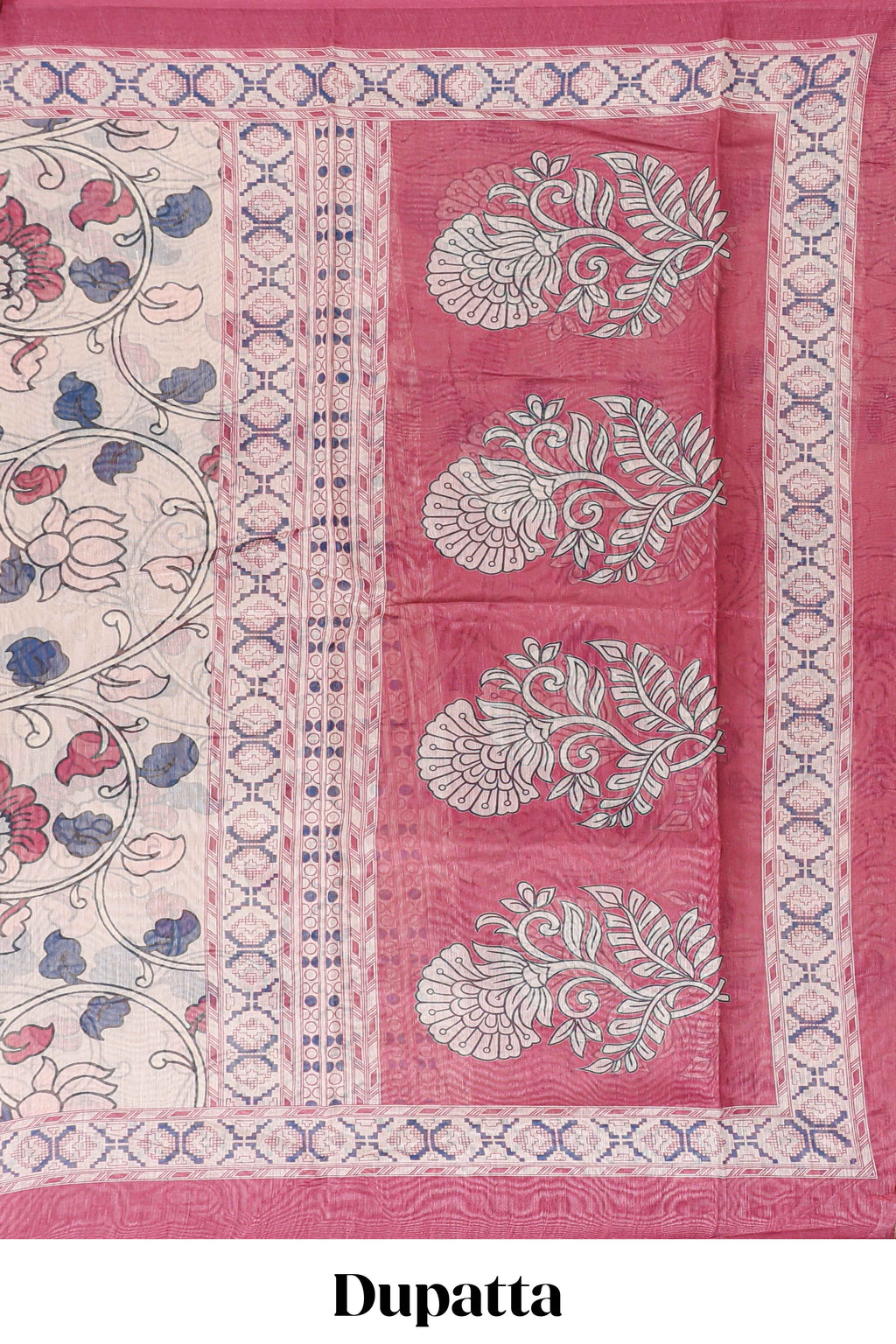 Maroon embroidery chudidhar material with contrast solid pant and floral dupatta