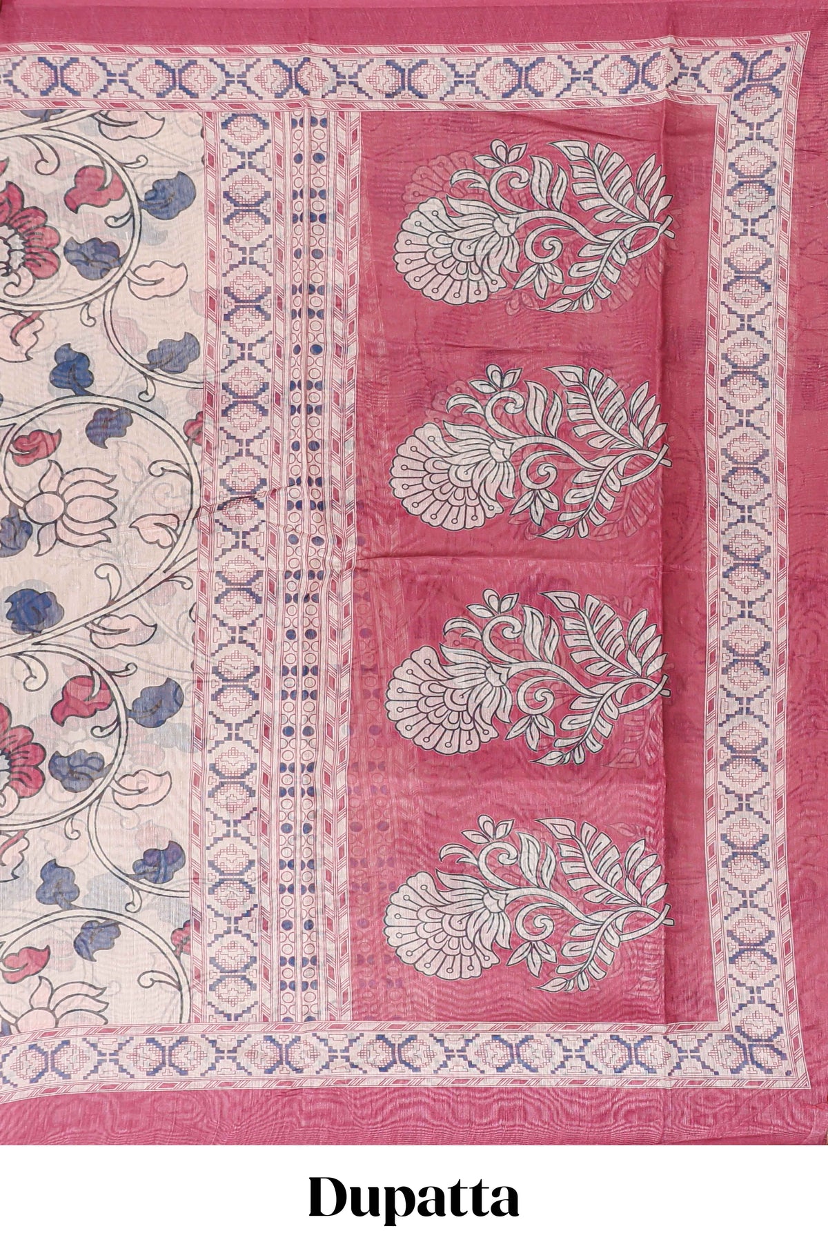 Maroon embroidery chudidhar material with contrast solid pant and floral dupatta