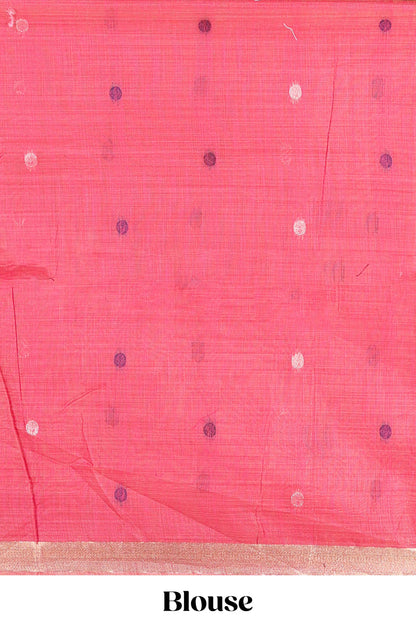 Sandal floral motifs thread weaving semi tussar saree with zari border and contrast blouse