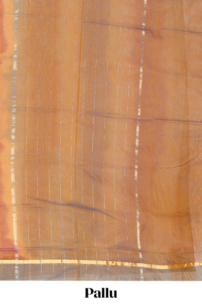 Multi color striped ikkat cotton saree with contrast zari border striped pallu