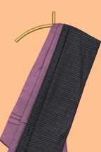 Borderless mauve & black dual tone striped design arani gift saree with self pallu and matching blouse