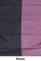 Borderless mauve & black dual tone striped design arani gift saree with self pallu and matching blouse