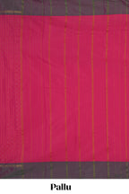 Pink checked and motifs design arani gift saree with contrast border and matching blouse