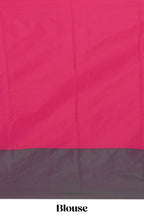 Pink checked and motifs design arani gift saree with contrast border and matching blouse