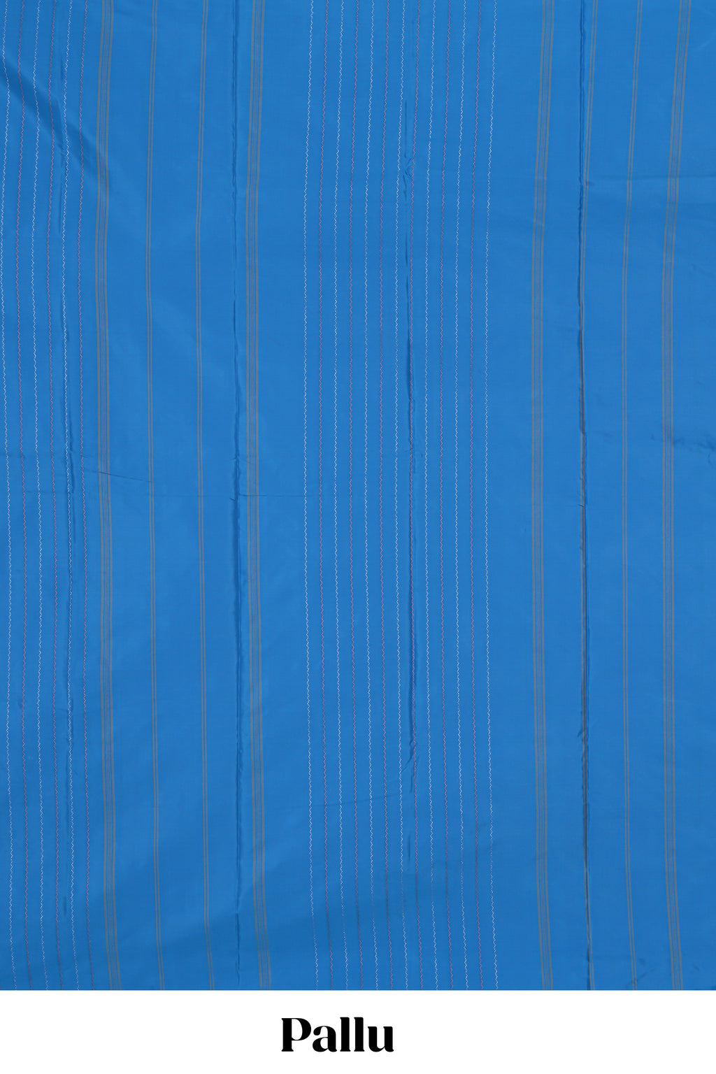 Borderless blue striped design arani gift saree with contrast pallu and plain blouse