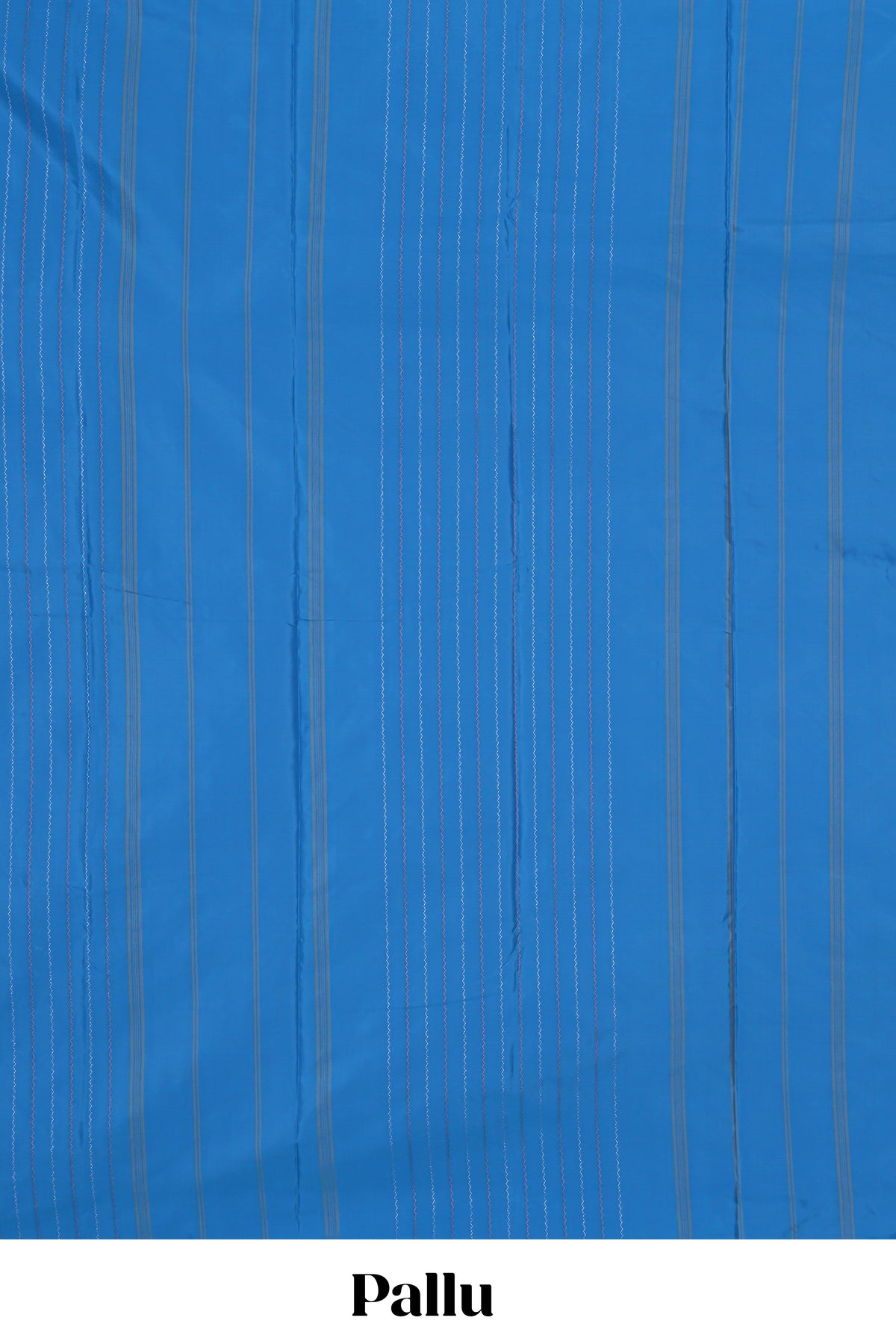 Borderless blue striped design arani gift saree with contrast pallu and plain blouse