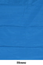 Borderless blue striped design arani gift saree with contrast pallu and plain blouse