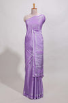 Lavender art mysore silk saree with retta petta contrast border and rich pallu with plain blouse