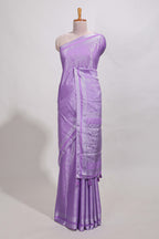 Lavender art mysore silk saree with retta petta contrast border and rich pallu with plain blouse