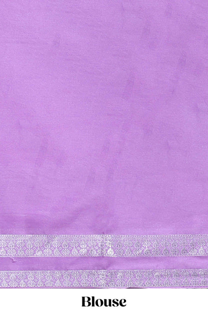 Lavender art mysore silk saree with retta petta contrast border and rich pallu with plain blouse