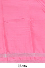 pink art mysore silk saree with retta petta contrast border and rich pallu with plain blouse