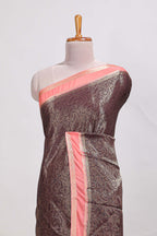 brown art mysore silk saree with retta petta contrast border and rich pallu with plain blouse