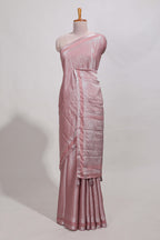 Baby pink art mysore silk saree with retta petta contrast border and rich pallu with plain blouse