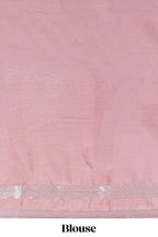 Baby pink art mysore silk saree with retta petta contrast border and rich pallu with plain blouse