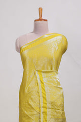 yellow art mysore silk saree with retta petta contrast border and rich pallu with plain blouse