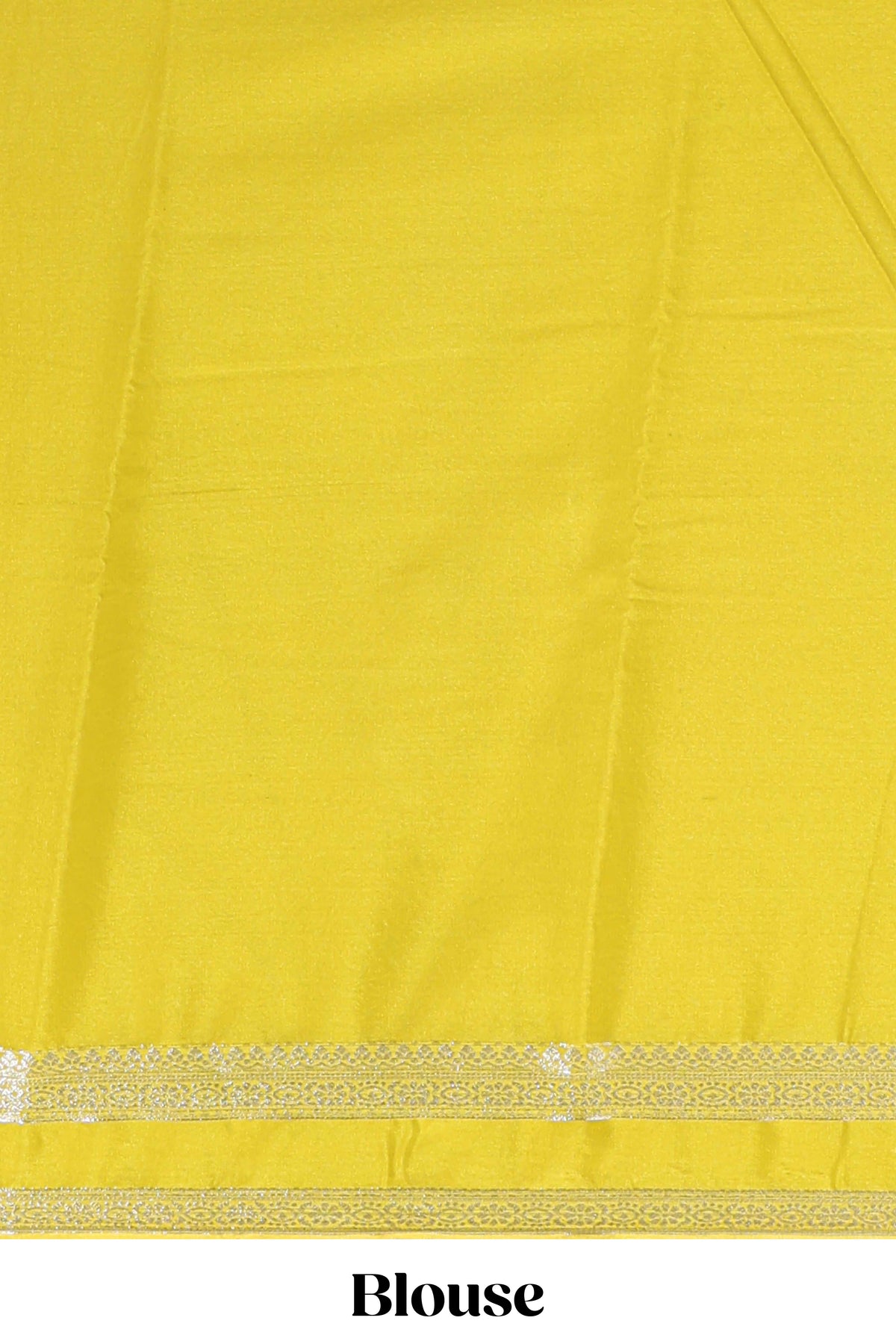 Yellow art mysore silk saree with retta petta contrast border and rich pallu with plain blouse